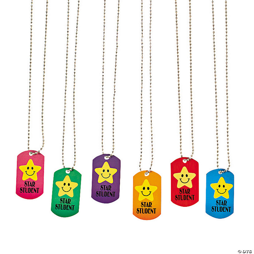 24" x 2" Star Student Metal Star Character Dog Tag Necklaces - 12 Pc. Image