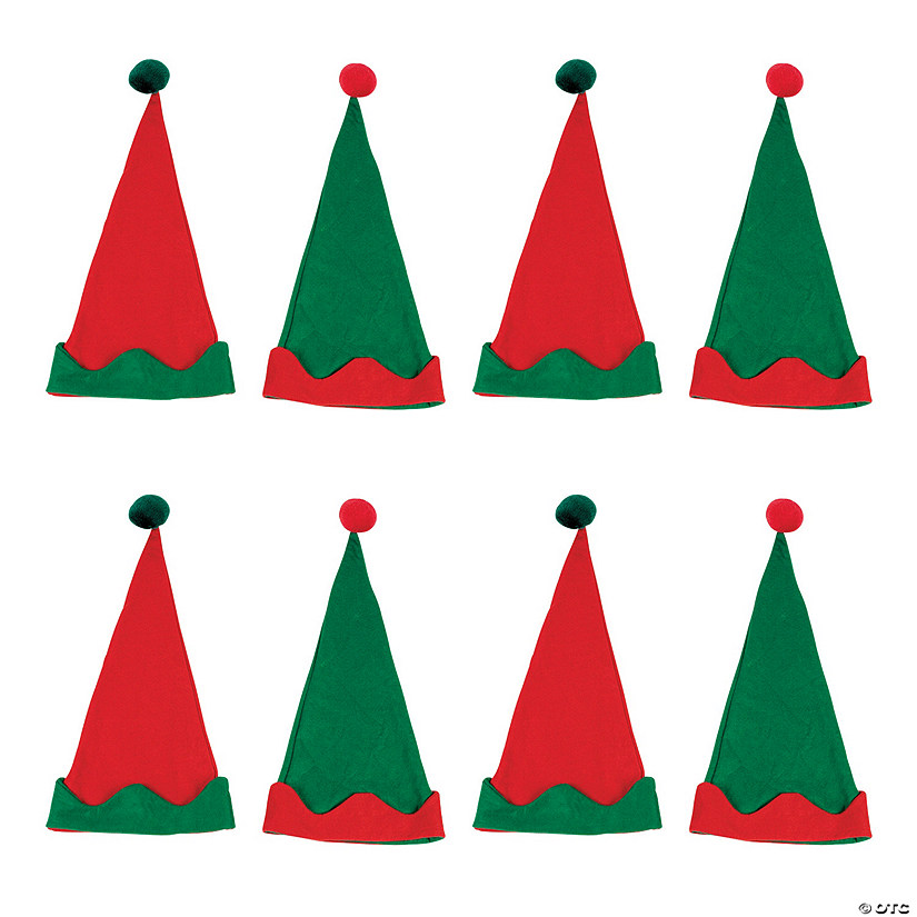 24" x 22" Bulk 144 Pc. Christmas Elf Red & Green Felt Hats Image