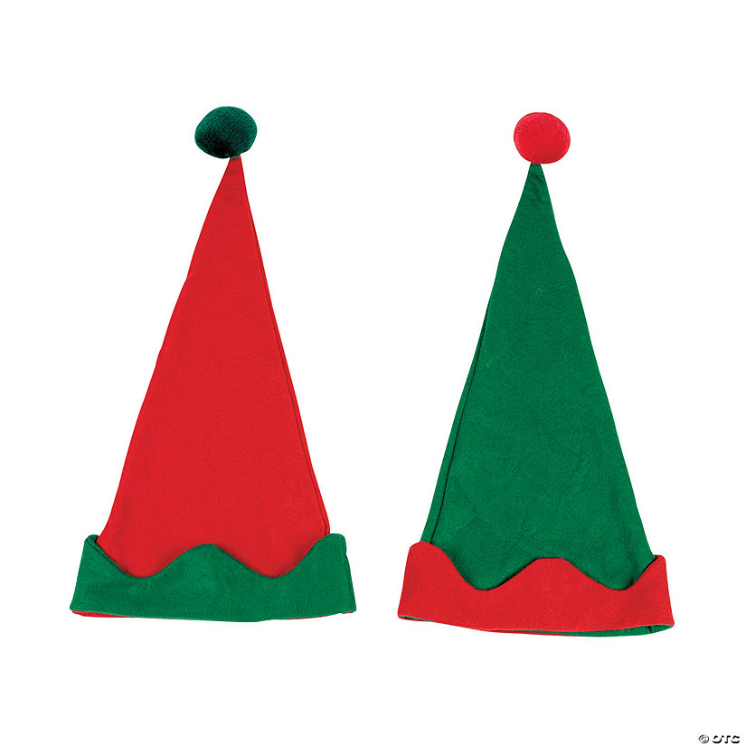 24" x 22" Felt Christmas Elf Hats with Pom-Pom Tassel - 12 Pc. Image