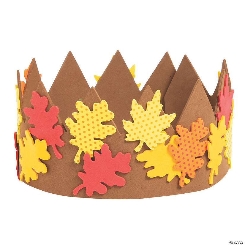 24&quot; x 4 1/4&quot; Fall Leaves Multicolor Faom Crown Craft Kit - Makes 12 Image