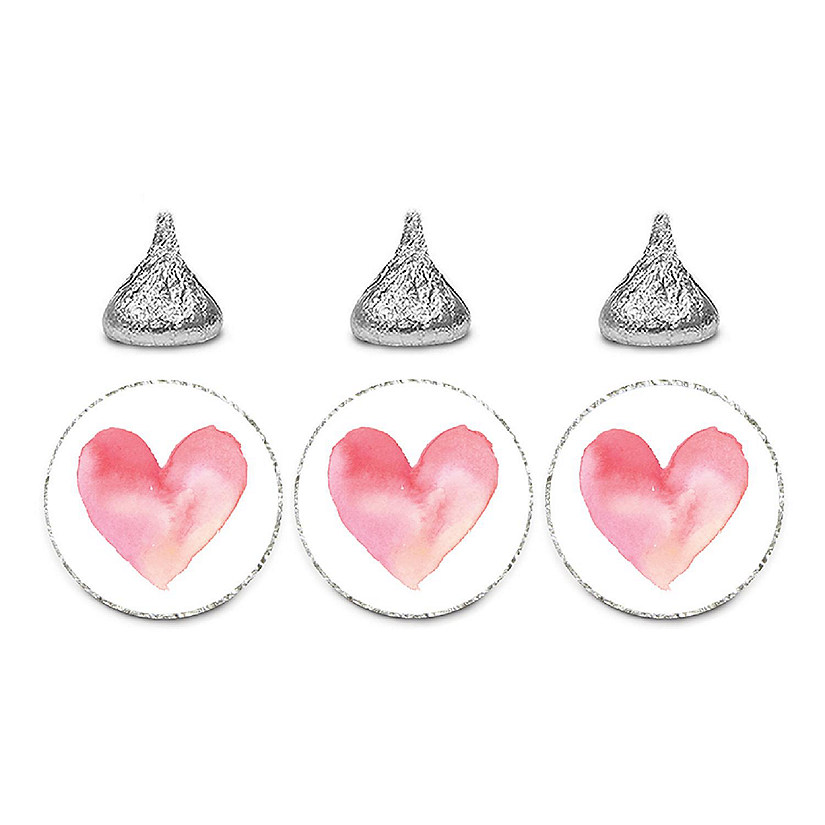 240 Valentines Pink Red Watercolor Label Image
