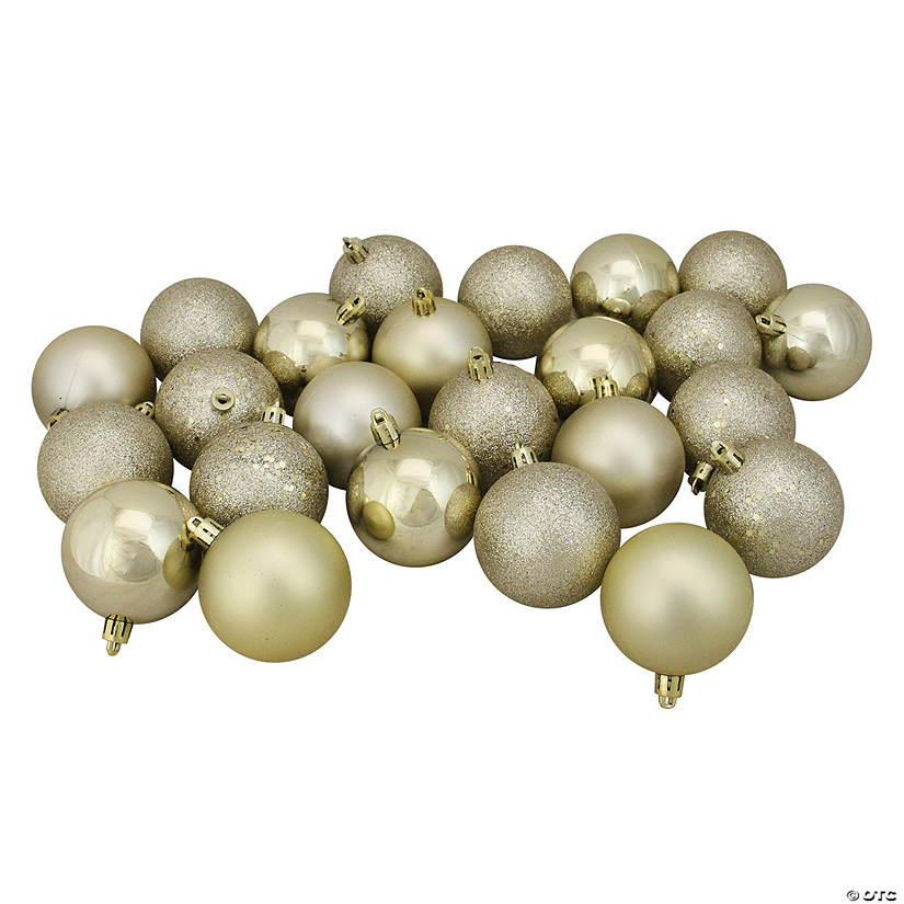 24ct Champagne Gold Shatterproof 4-Finish Christmas Ball Ornaments 2.5" (60mm) Image