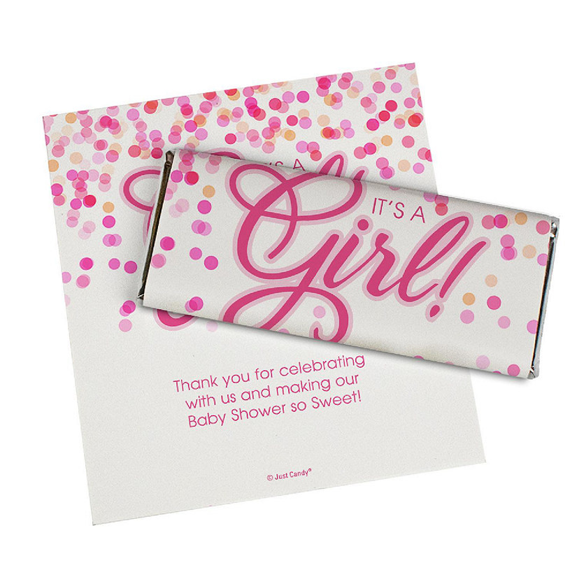 24ct It's a Girl Baby Shower Candy Party Favors Wrappers Only for Chocolate Bars by Just Candy Image