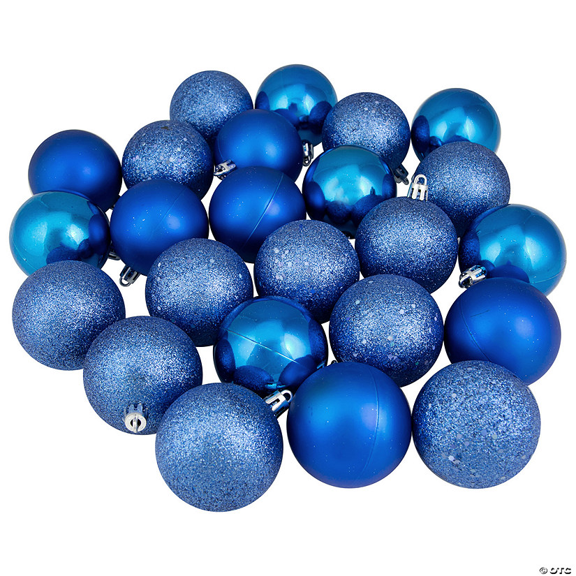 24ct Lavish Blue Shatterproof 4-Finish Christmas Ball Ornaments 2.5" (60mm) Image