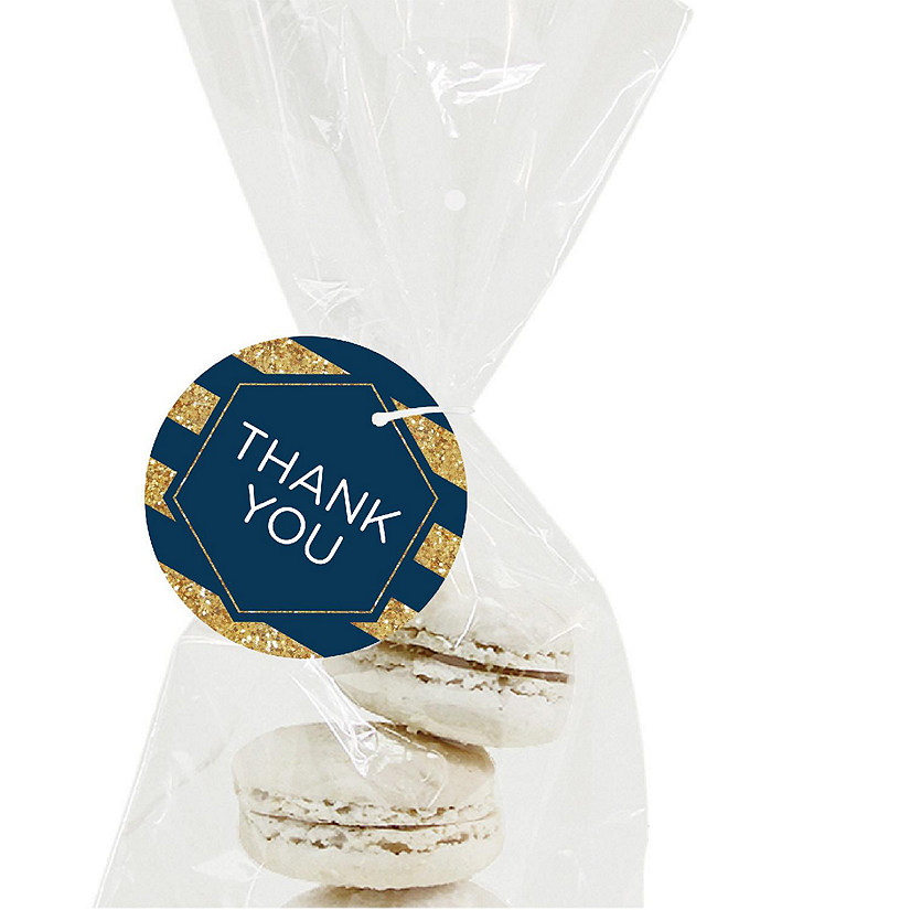 24PC Navy Blue Hexagon Glitter Thank You Image