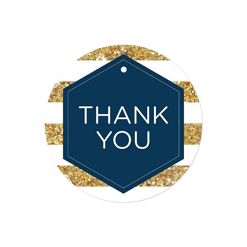 24PC Navy Blue Hexagon/White Thank You Image
