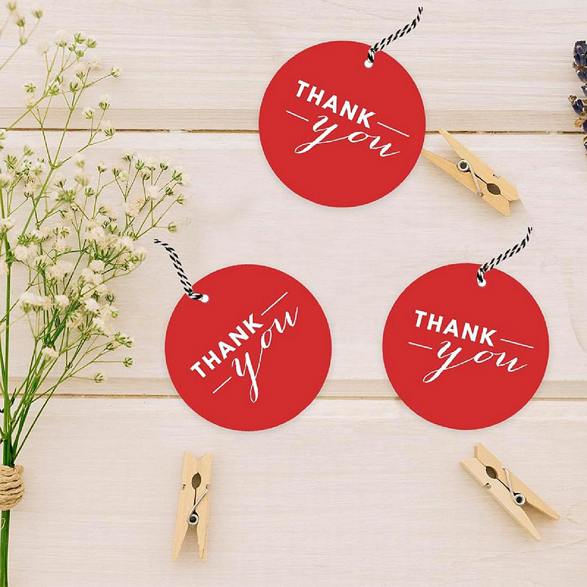 24PK Red Chic Style Thank You Tags Image