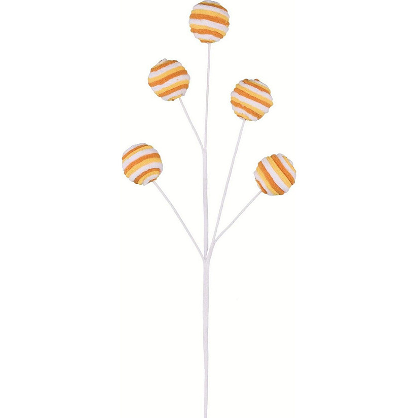 25" Velvet Striped Ball Spray: Candy Corn Image