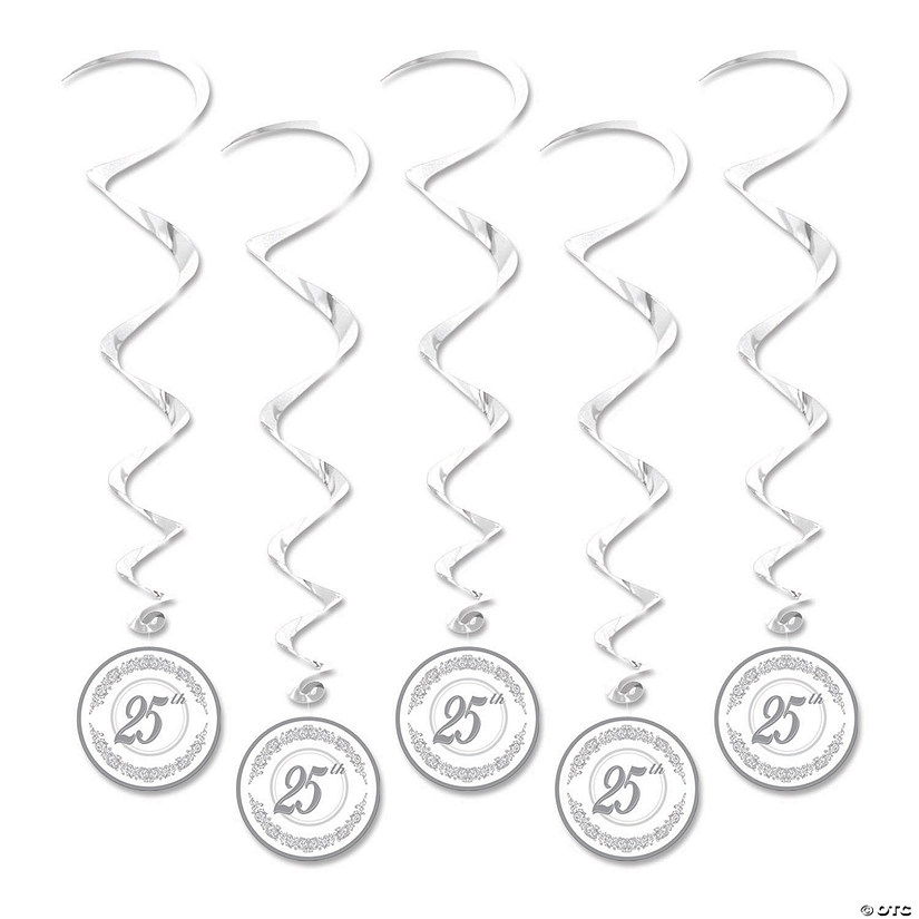 25th Anniversary Hanging Swirl Decorations - 5 Pc. Image