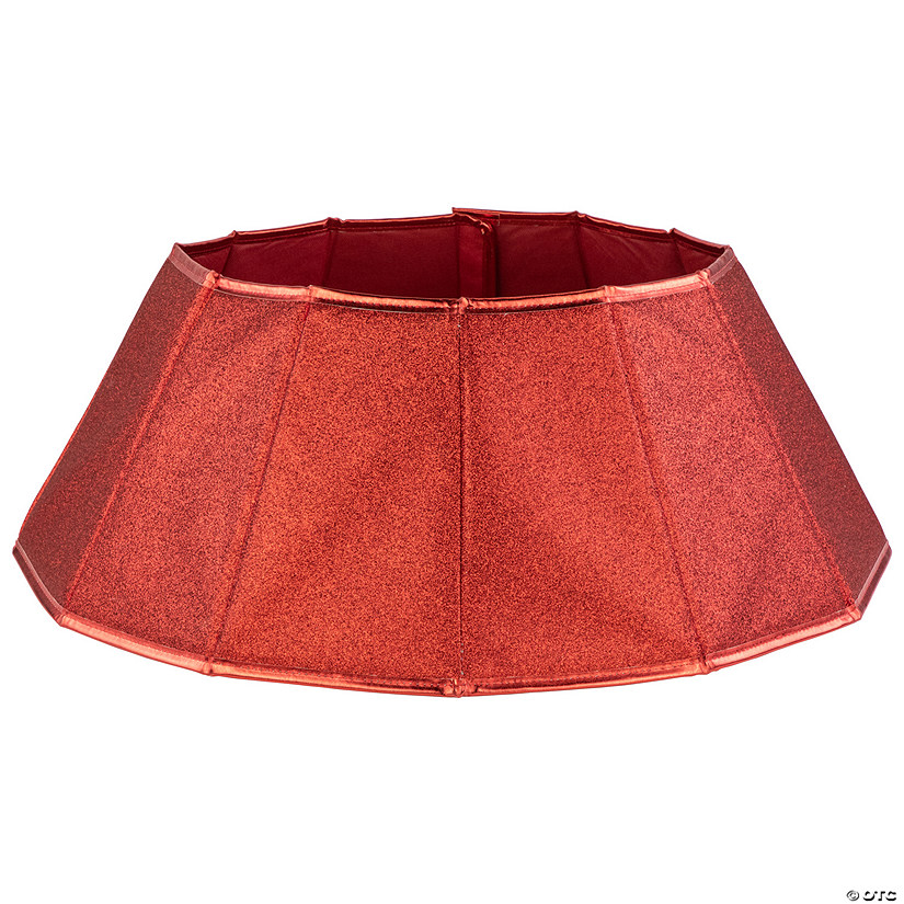 26.75" Shiny Red Fabric HeProperagonal Christmas Tree Collar Image