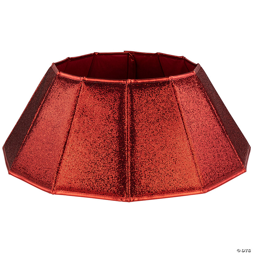 26" Glittery Red Fabric Hexagonal Christmas Tree Collar Image
