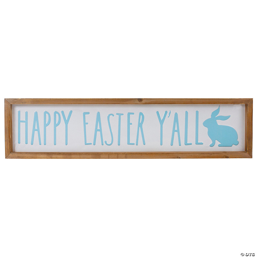 26" Wooden Framed "Happy Easter Y'all" Sign Spring Wall Decor Image
