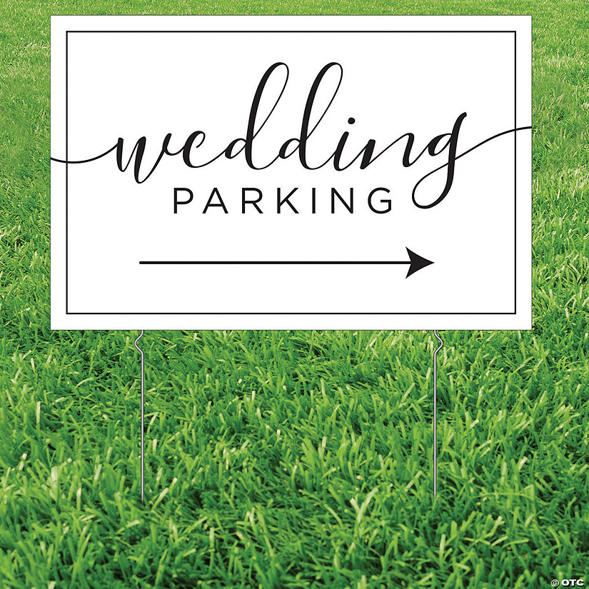 26" x 17" Double-Sided Wedding Script Parking Plastic Yard Sign Image