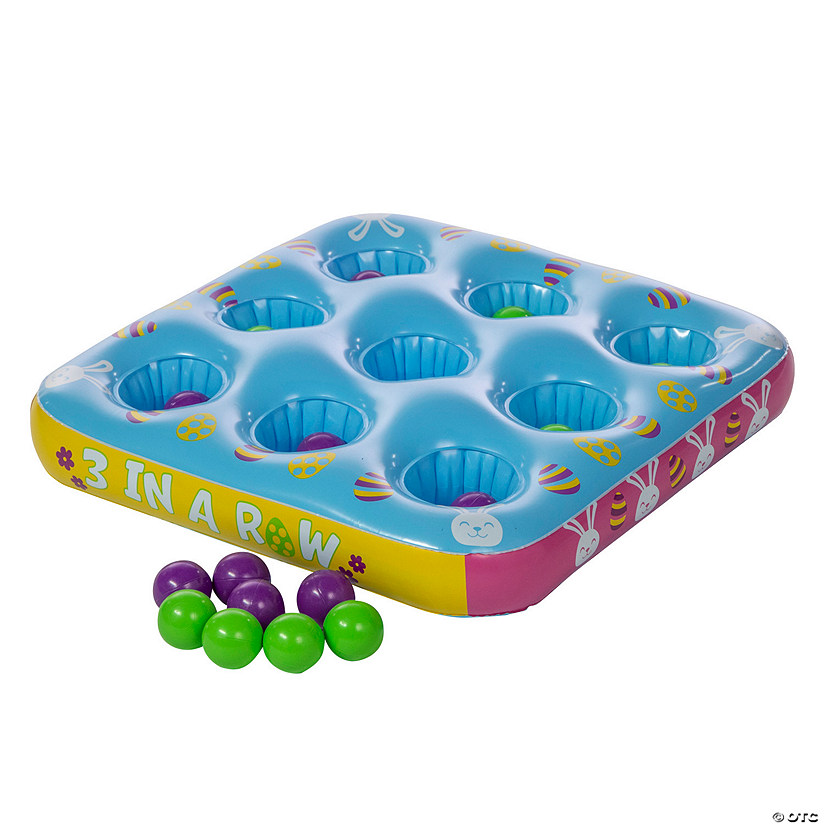 26" x 26" Inflatable 3 in a Row Multicolor Easter Ball Toss Game Image
