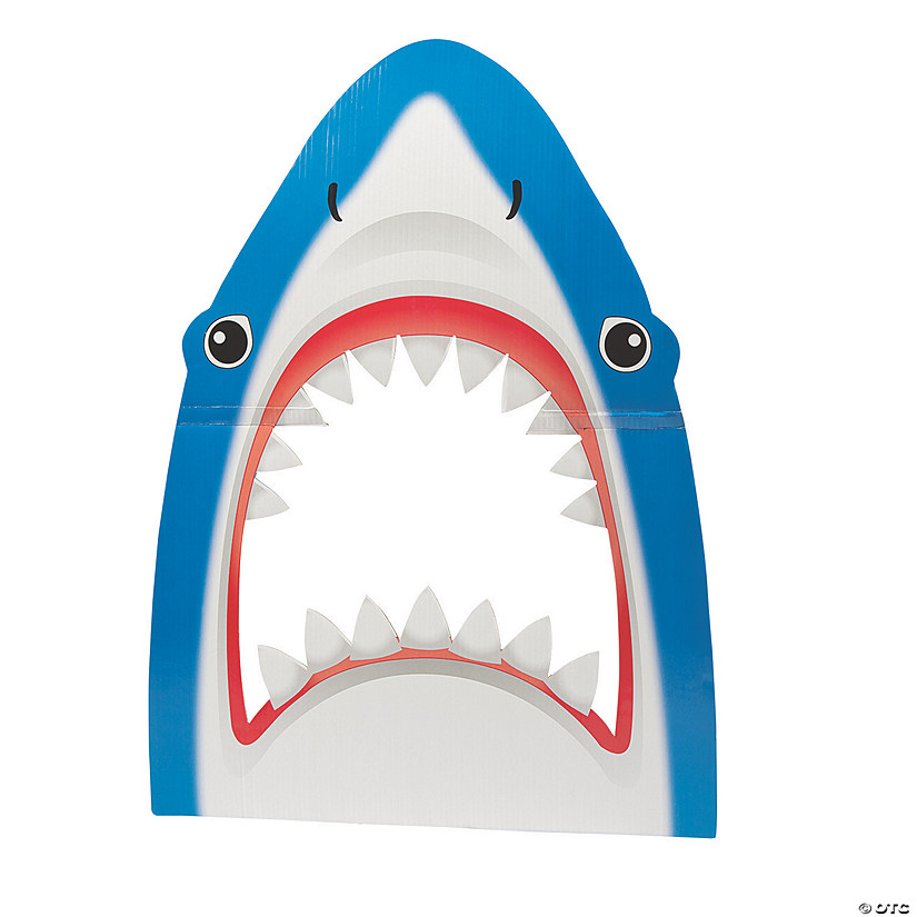 26" x 36" Blue Shark Mouth Photo Prop Cardboard Cutout Image