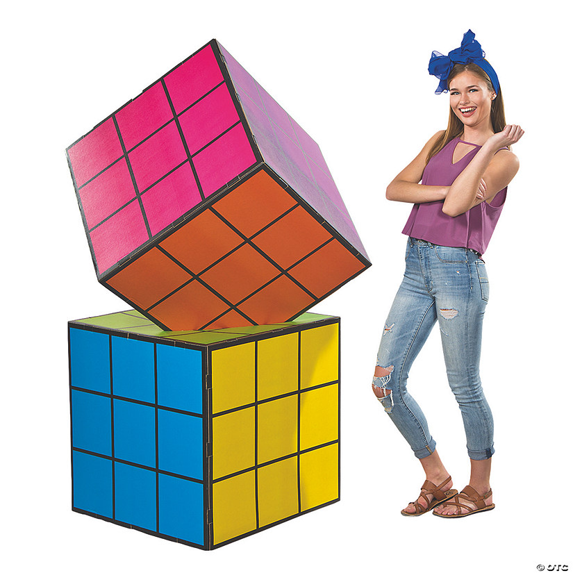 27 1/2" x 6 Ft. 3D Stacked Magic Cube Puzzles Cardboard Stand-Up Image