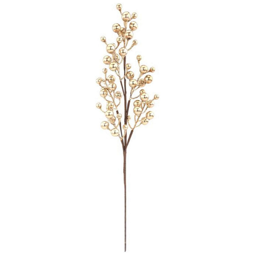 27" Metallic Crabapple Berry Spray: Gold Image