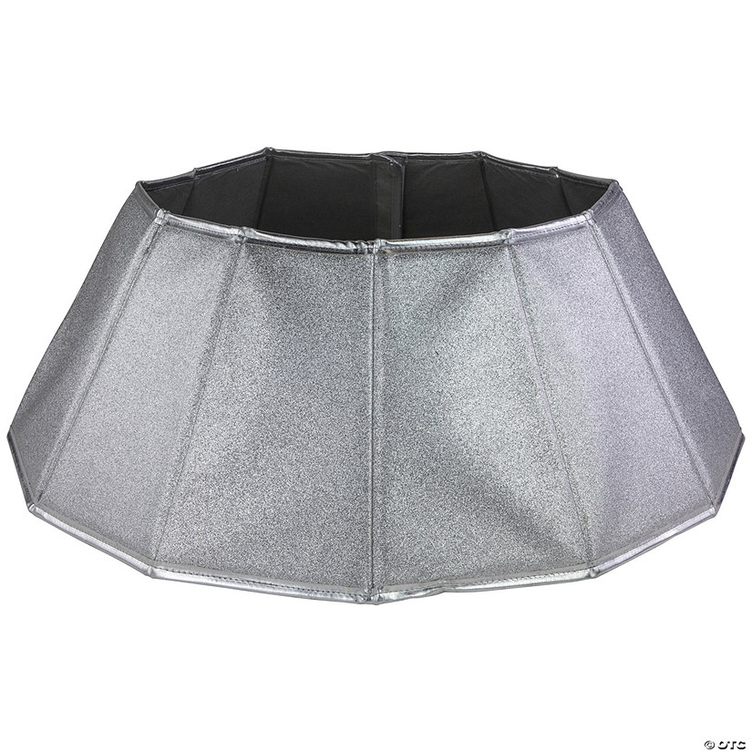 27" Shiny Silver Fabric HeProperagonal Christmas Tree Collar Image