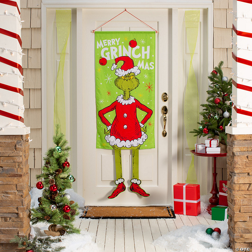 27" x 5 Ft. 8" Dr. Seuss&#8482; The Grinch Dangle Leg Door Sign Christmas Decoration Image