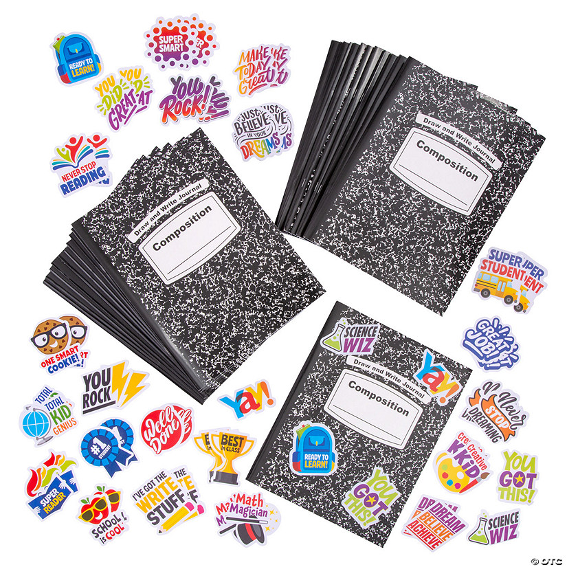 274 Pc. Composition Book & Stickers Kit for 24 Image