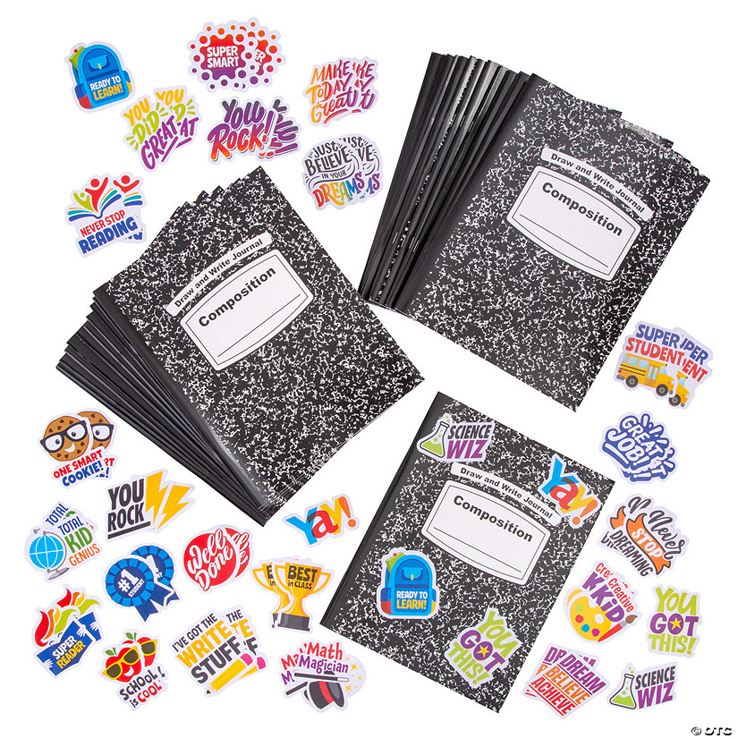274 Pc. Composition Book &amp; Stickers Kit for 24 Image