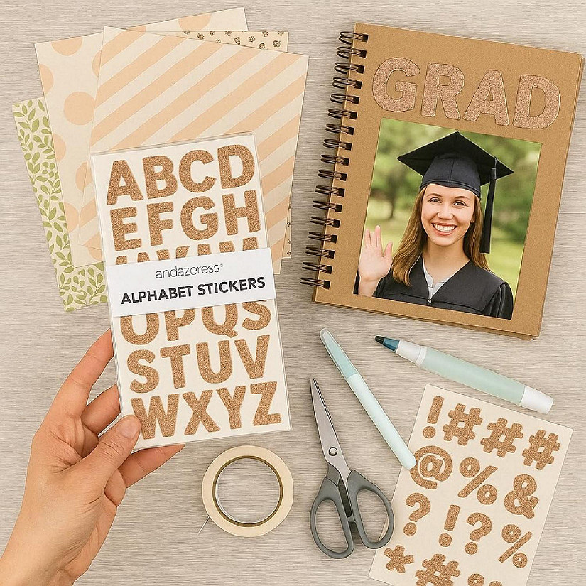 277PC Rose Gold Glitter Letter Stickers Image
