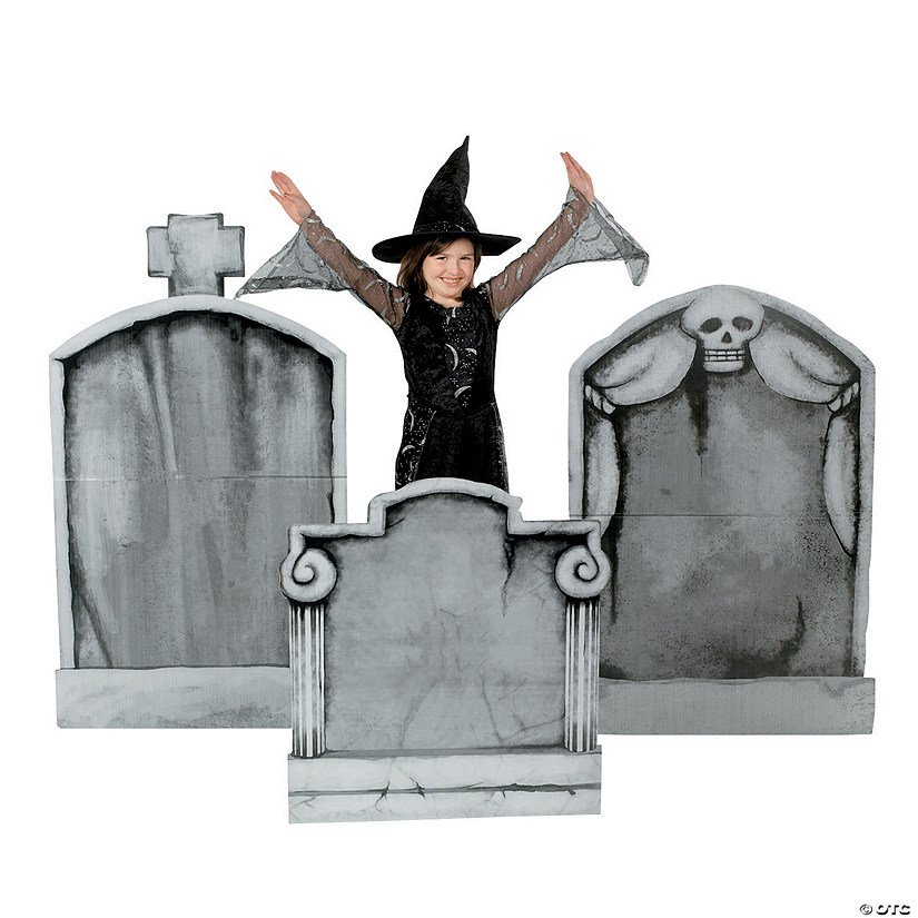 28 1/4" - 47 3/4" Tombstone Cardboard Cutout Stand-Ups Halloween Decorations - 3 Pc. Image