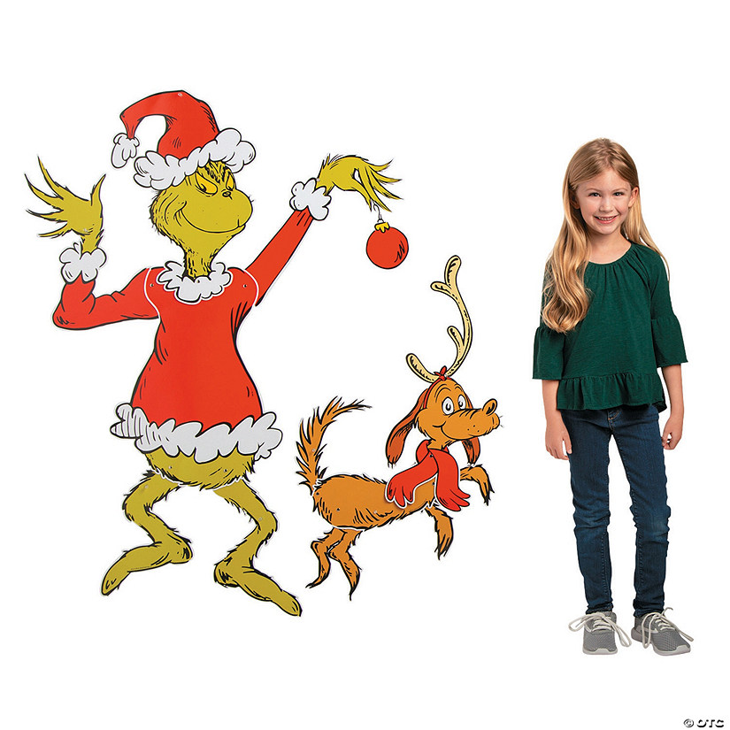 28 3/4" - 37 3/4" Jointed Dr. Seuss&#8482; The Grinch & Max Cardstock Cutouts - 2 Pc. Image