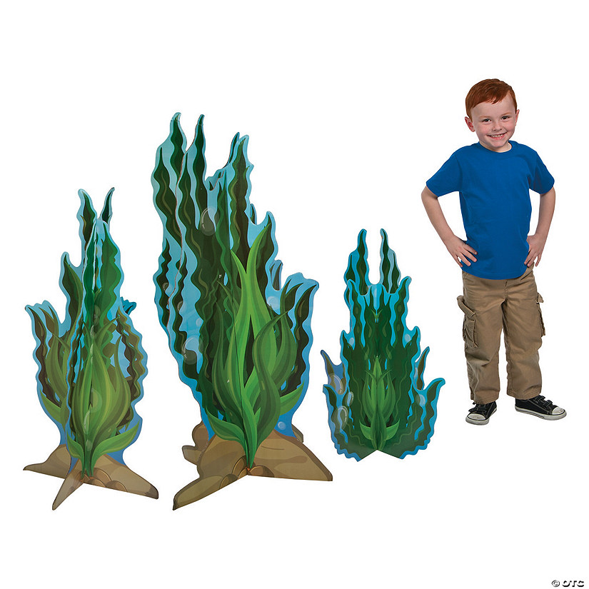 28" - 44 3/4" 3D Underwater Seaweed Green Cardboard Stand-Ups - 3 Pc. Image