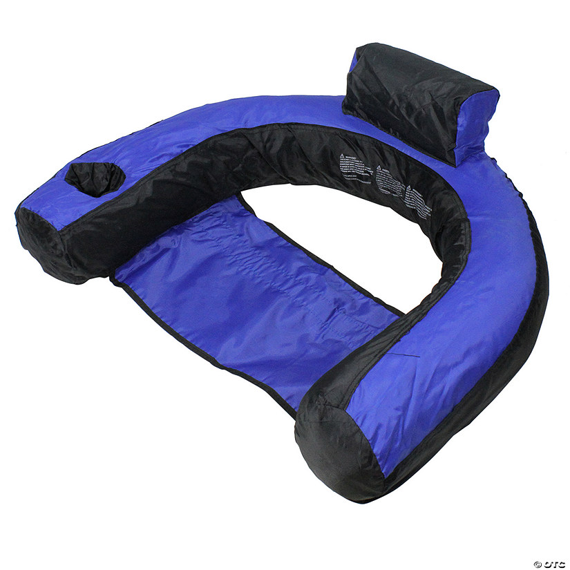 28" Inflatable Blue and Black Floating U-Seat Swimming Pool Lounger Image