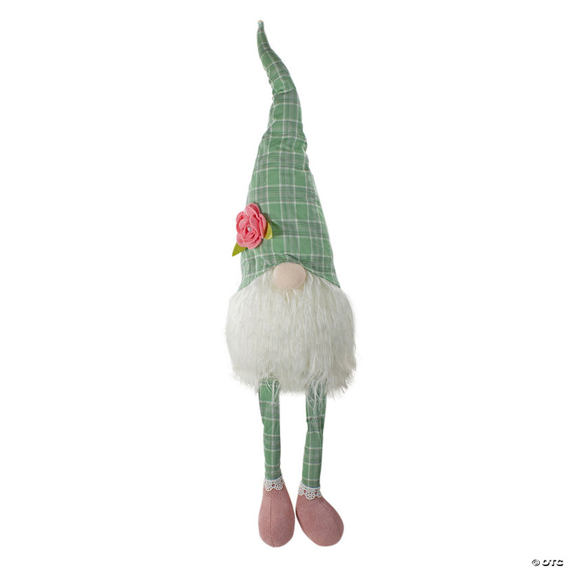 28" Plaid Spring Gnome Table Top Figure with Dangling Legs Image