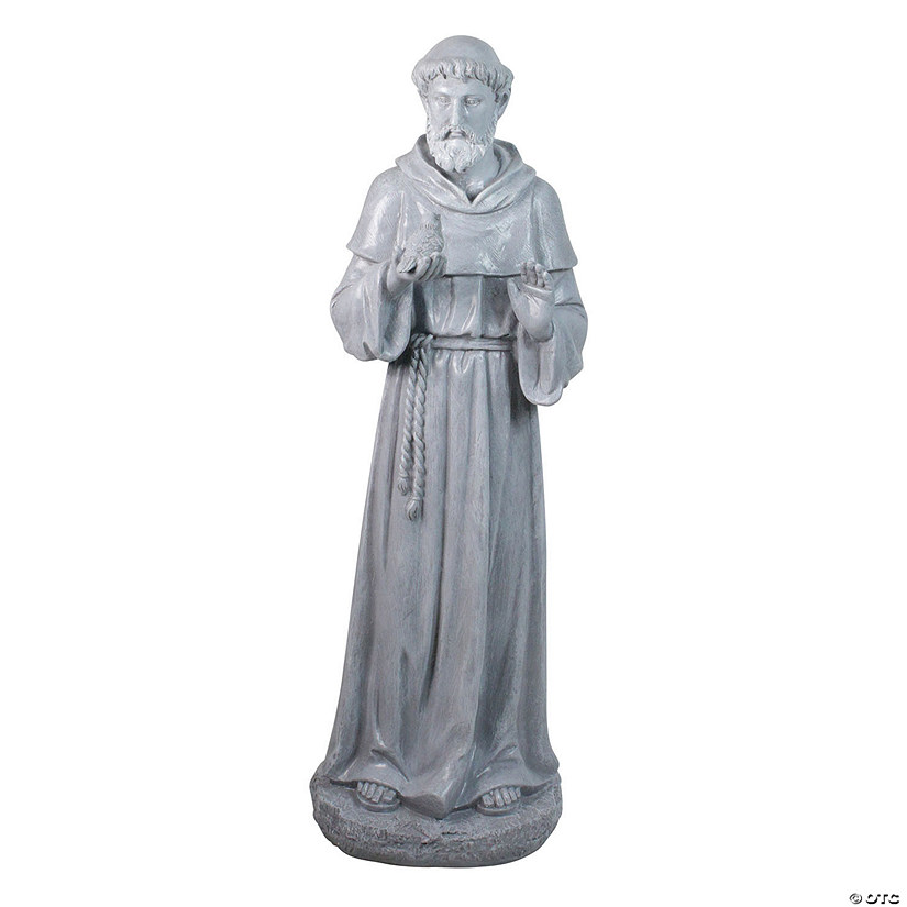 28" St. Francis with Bird Outdoor Garden Statue Image