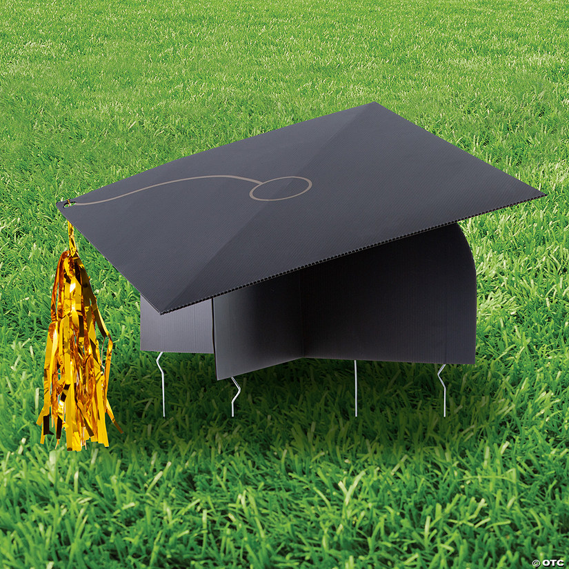 28" x 14" 3D Graduation Party Mortarboard Cap Single-Sided Plastic Yard Sign Image