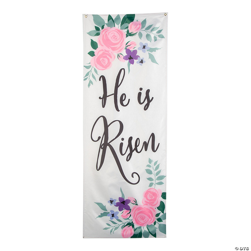 28" x 78" He is Risen Easter Bunting Image