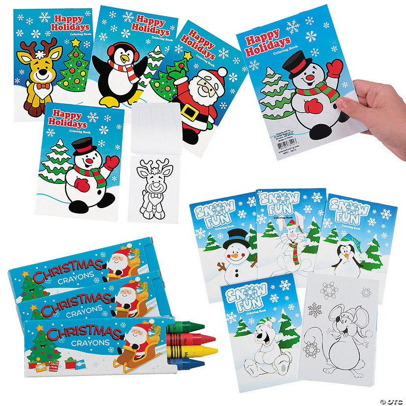 288 Pc. Bulk Christmas Coloring Books with Crayons Kit for 144 Image