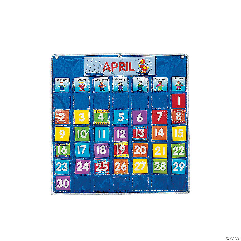 29 1/2" Hanging Classroom Calendar Nylon Pocket Chart - 73 Pc. Image