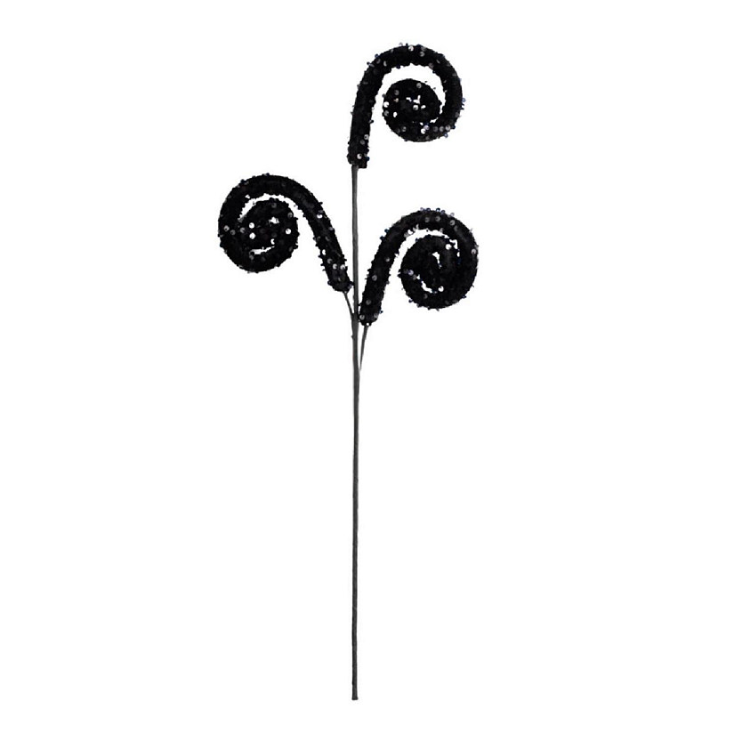 29" Glitter Scroll Curly Spray: Black Image