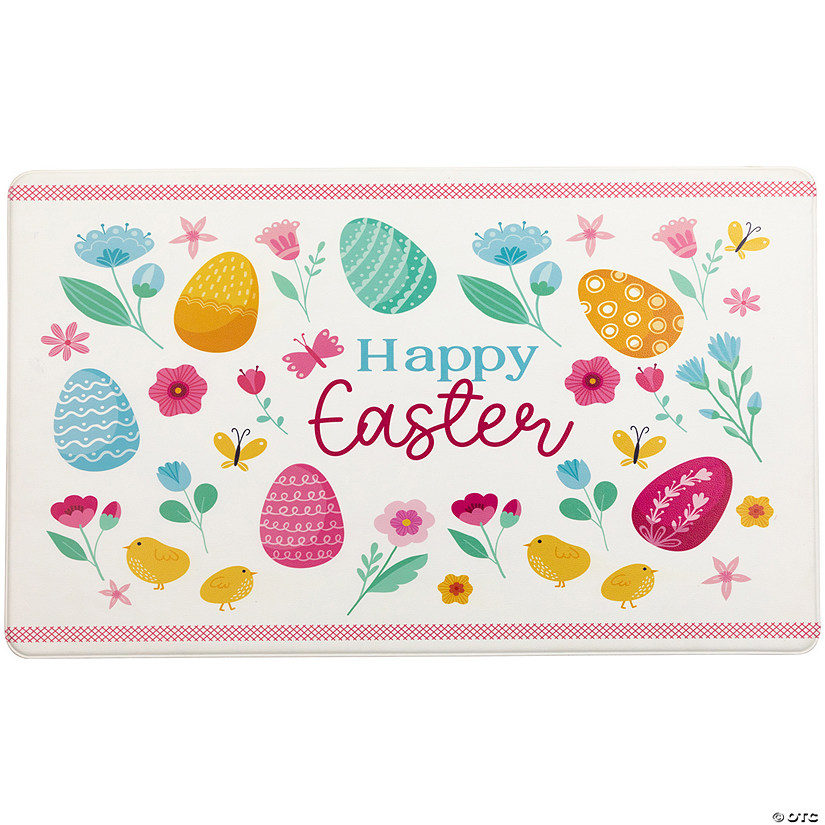 29" Pastel Eggs and Chicks "Happy Easter" Kitchen Comfort Mat Image