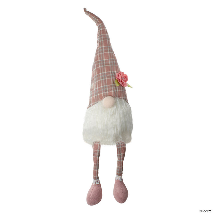 29" Plaid Spring Gnome Table Top Figure with Dangling Legs Image
