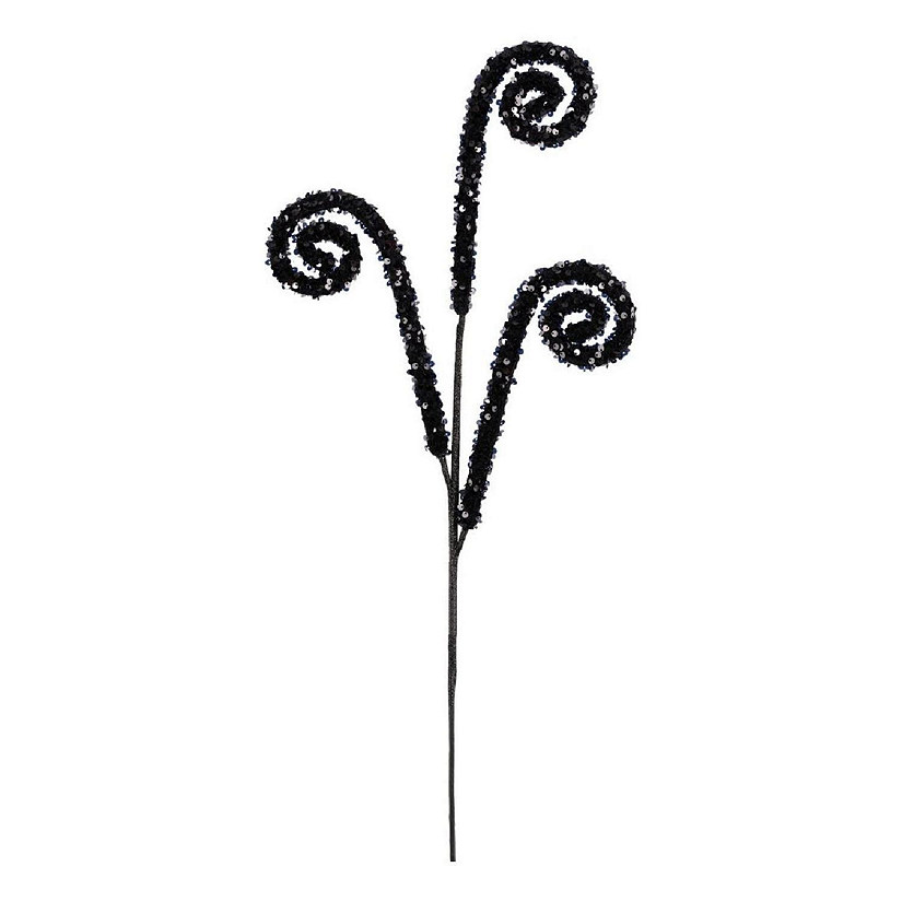 29" Sequin Curly Spray: Black Image