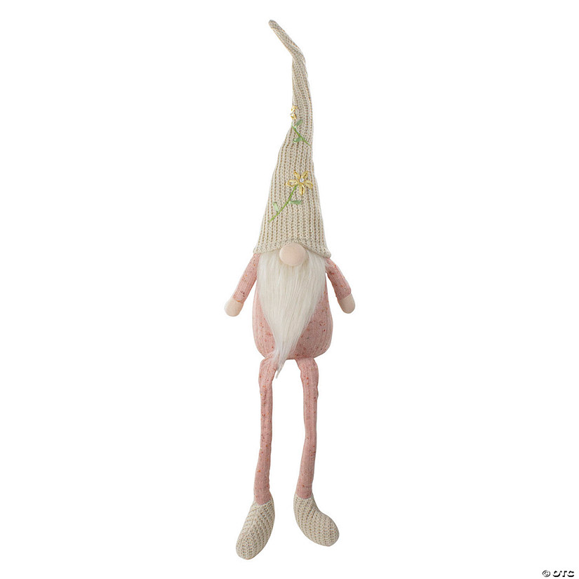 29" Sitting Spring Gnome Figure with a Knitted Hat Image