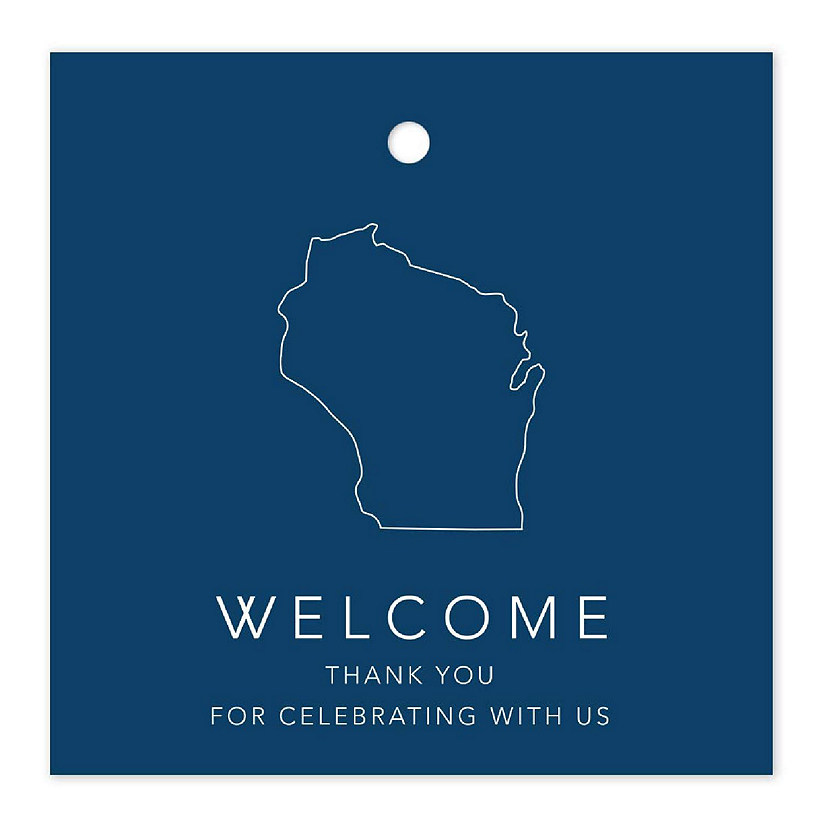 2in Navy OOT Welcome Wisconsin Tags Image
