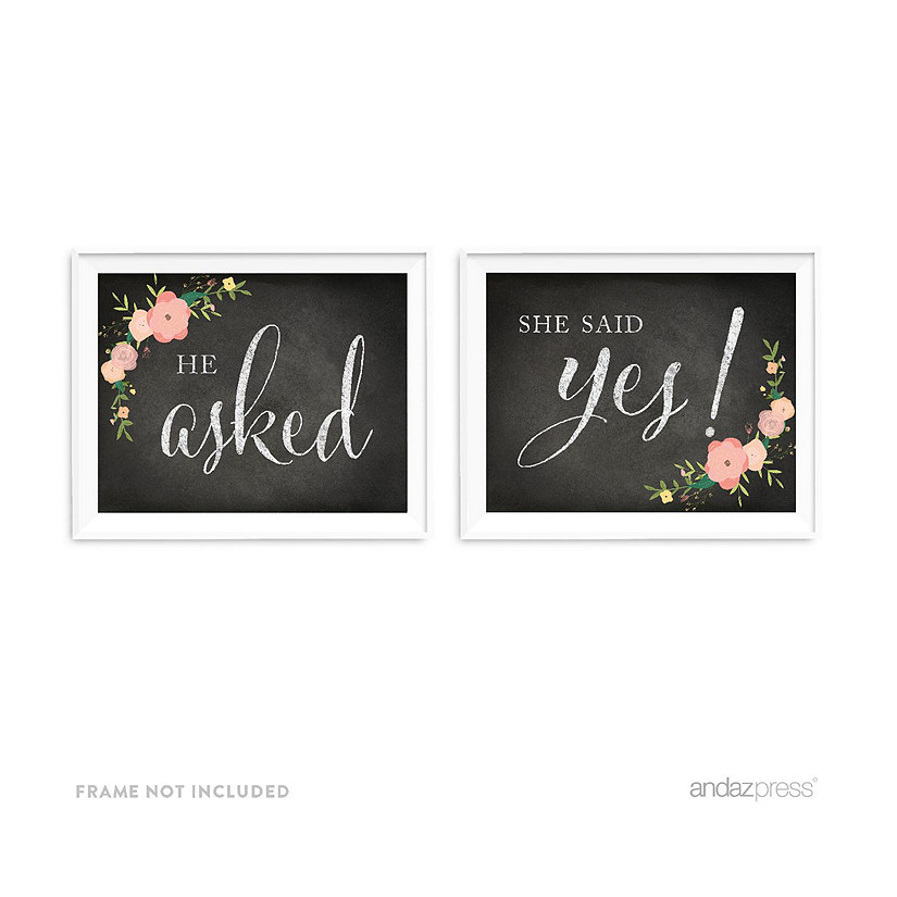 2PC Chalkboard Pink Coral Engaged 8.5x11 Image