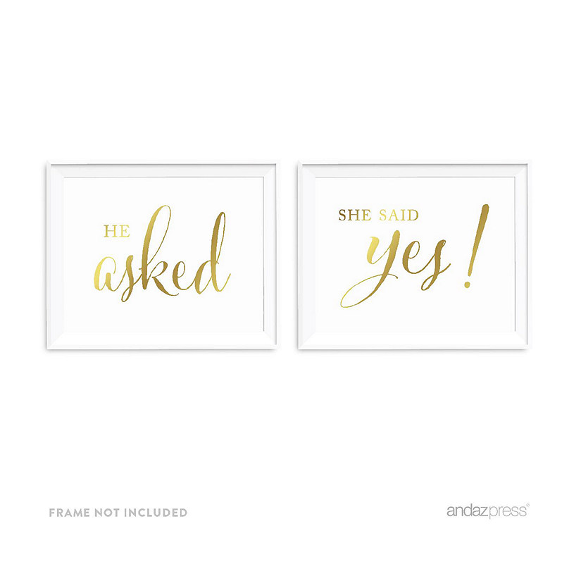 2PC Metallic Gold Asked She Yes 8.5x11 Image