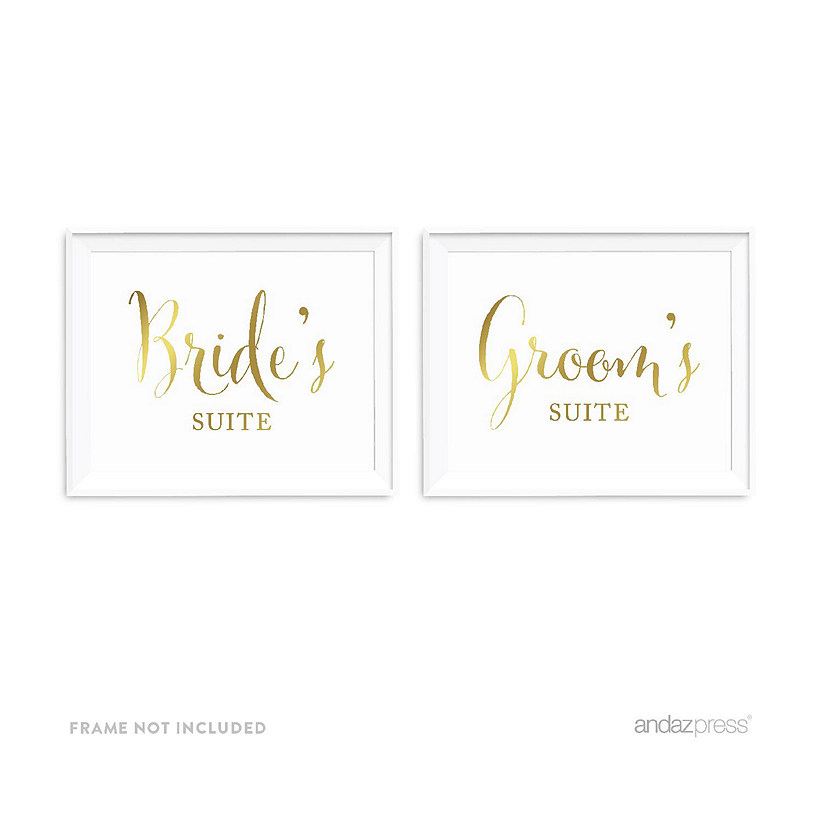 2PC Metallic Gold Bride Groom 8.5x11 Image