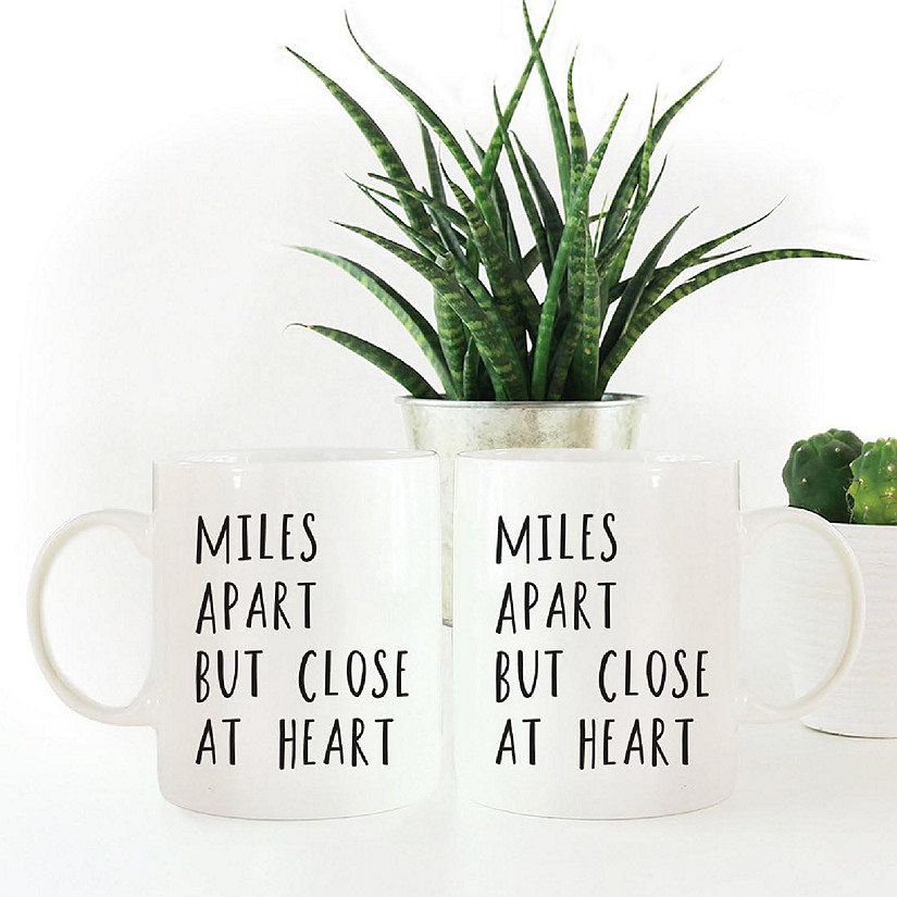 2PK Miles Apart Close Heart Ceramic Mugs Image