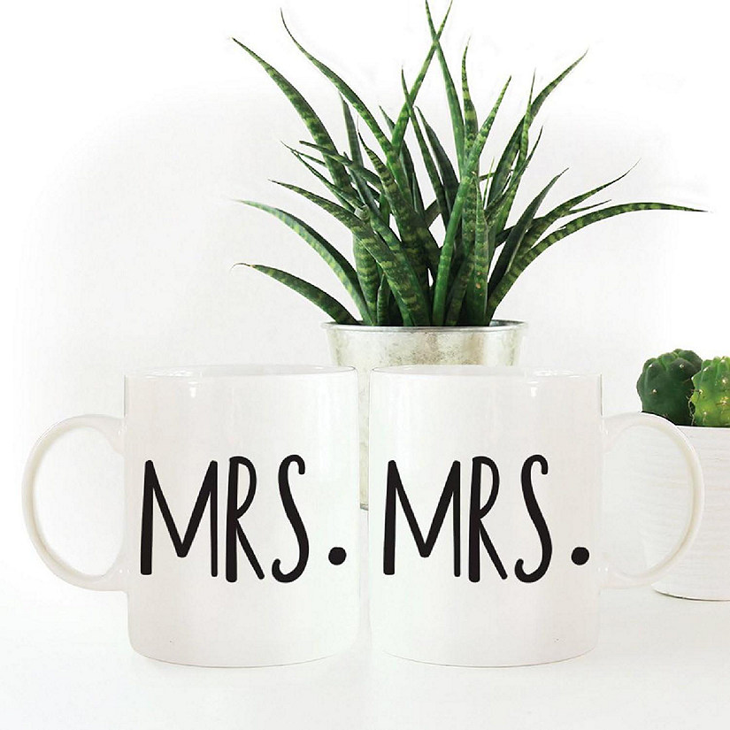 2PK Mrs. &amp; Mrs. Ceramic Coffee Mug Set Image