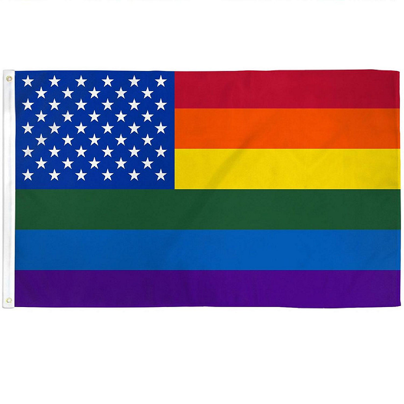 2x3 Rainbow US Stars Waterproof American Flag Gay Pride LGBTQ Outdoor Banner Image