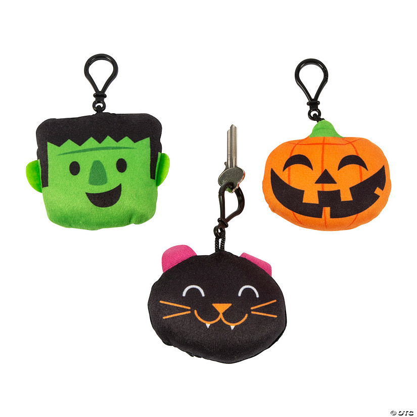 3 1/2" - 3 3/4" Halloween Stuffed Character Backpack Clip Keychains - 12 Pc. Image