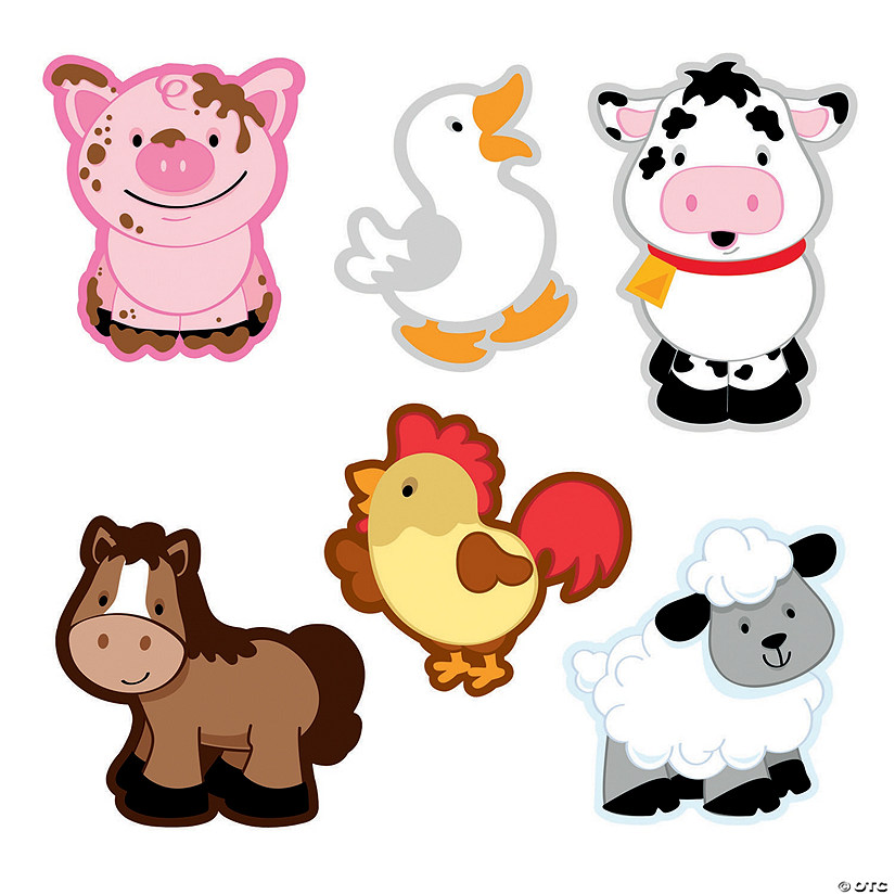 3 1/2" - 5" Farm Animal Cardstock Bulletin Board Cutouts - 48 Pc. Image